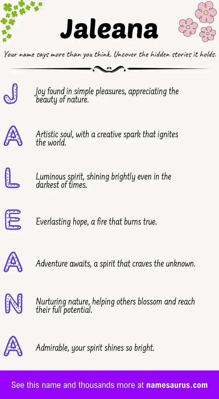 Acrostic poem about Jaleana.