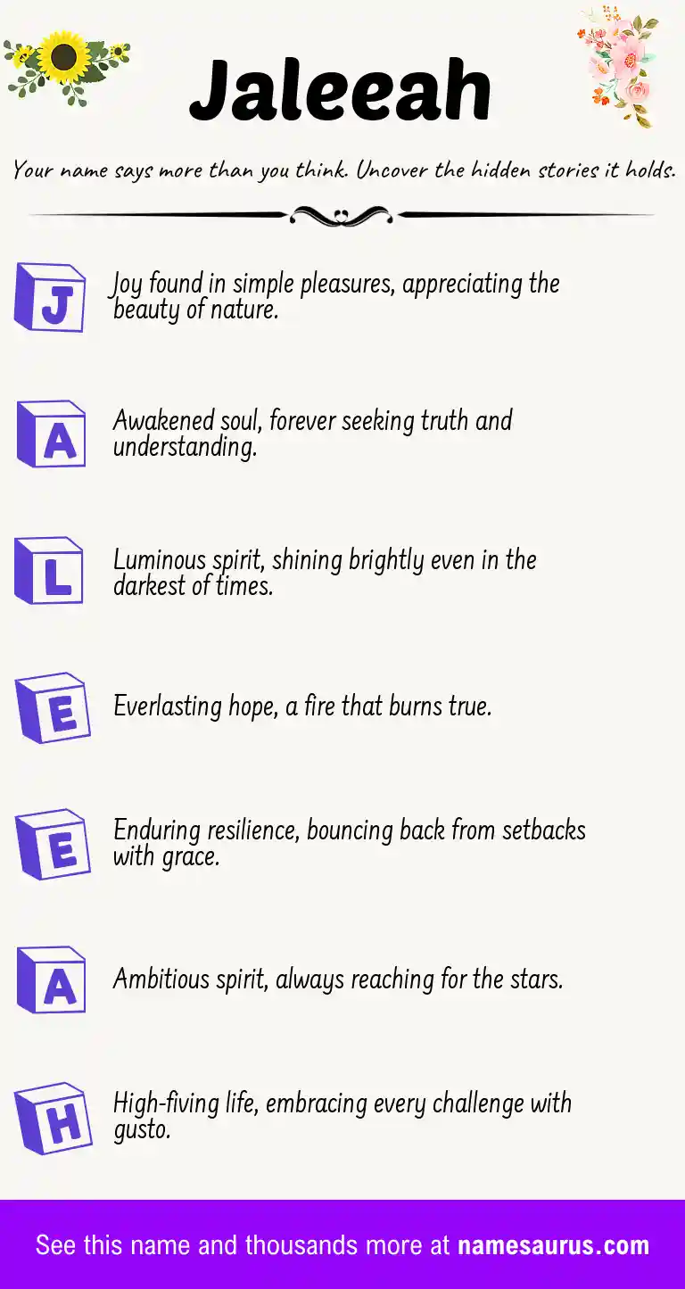 Acrostic poem about Jaleeah.