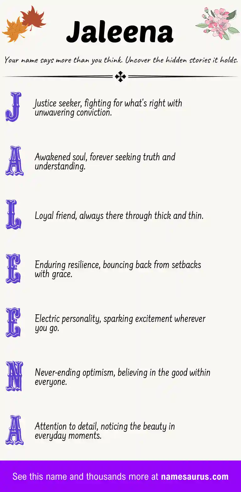 Acrostic poem about Jaleena.