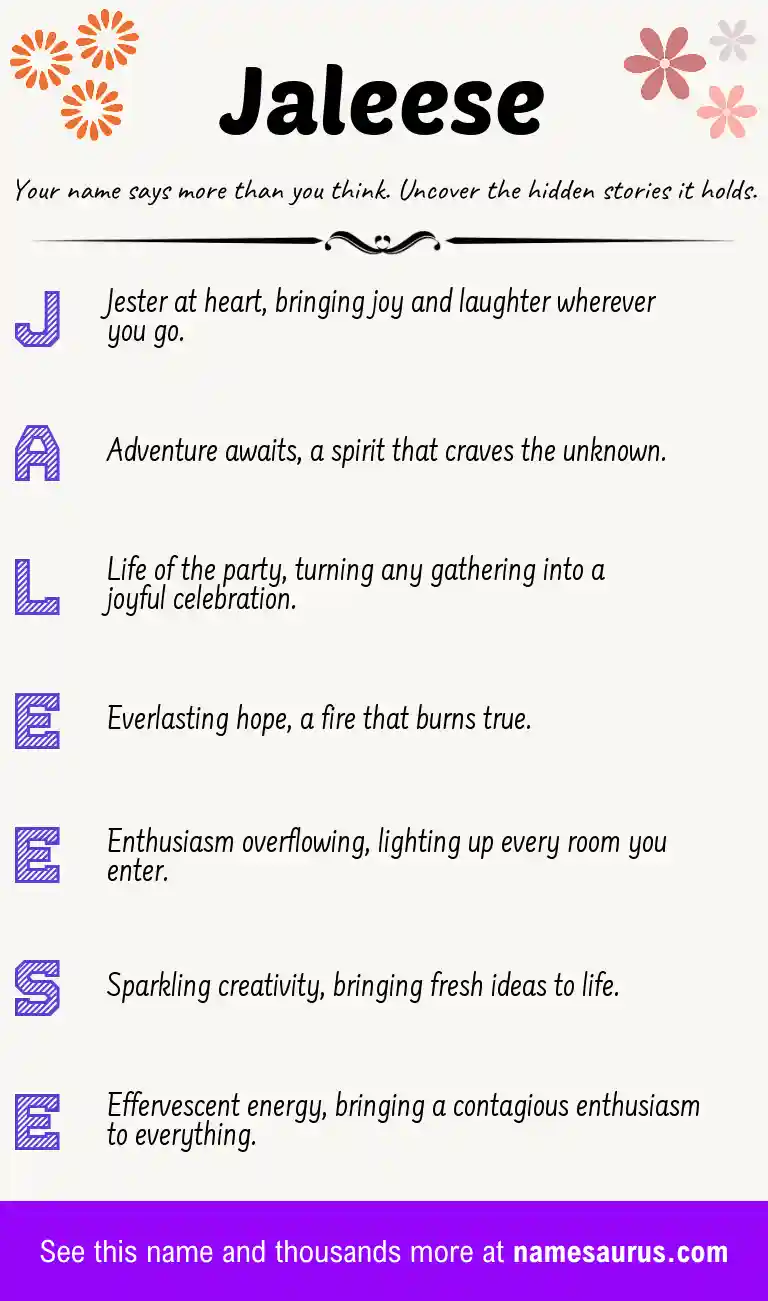 Acrostic poem about Jaleese.