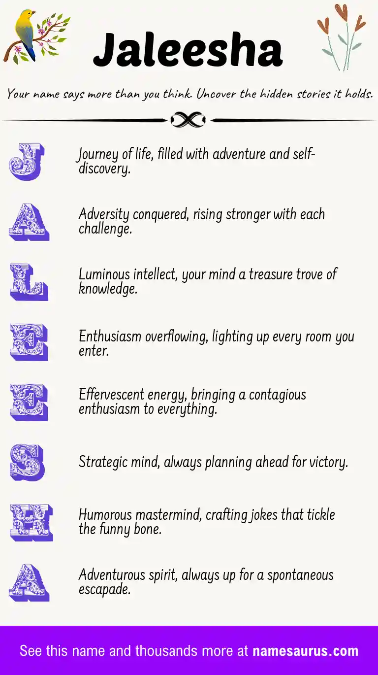 Acrostic poem about Jaleesha.