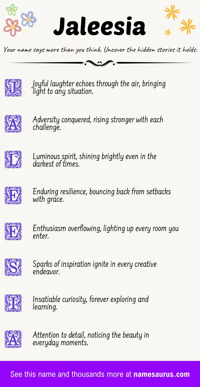 Acrostic poem about Jaleesia.