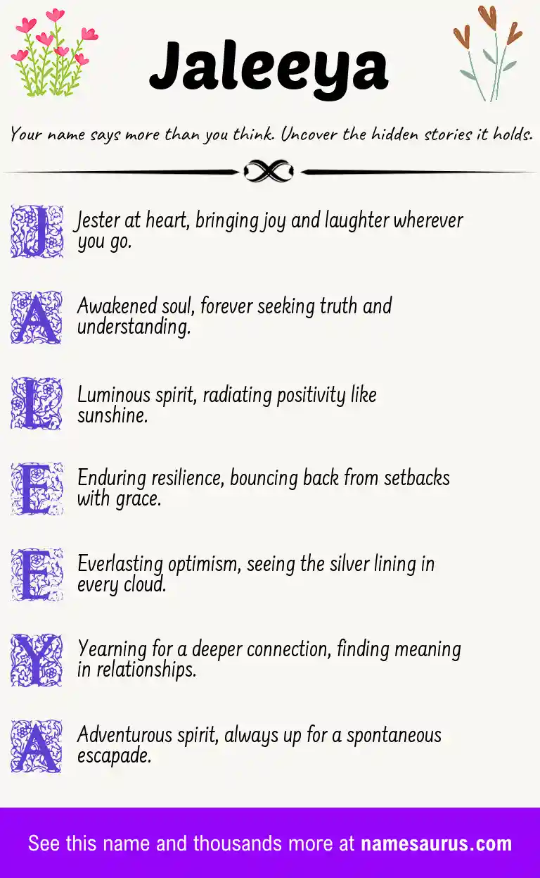 Acrostic poem about Jaleeya.