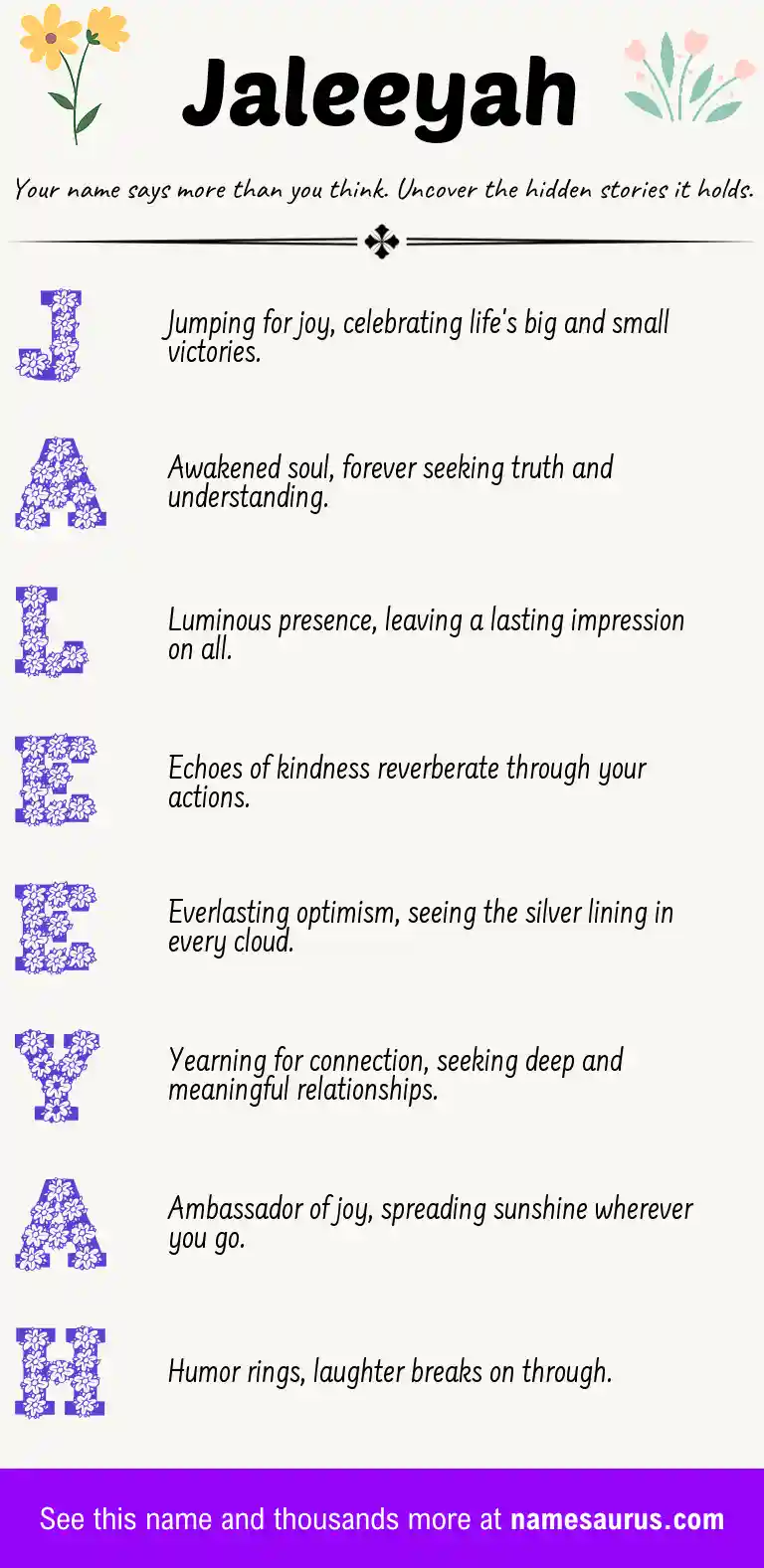 Acrostic poem about Jaleeyah.