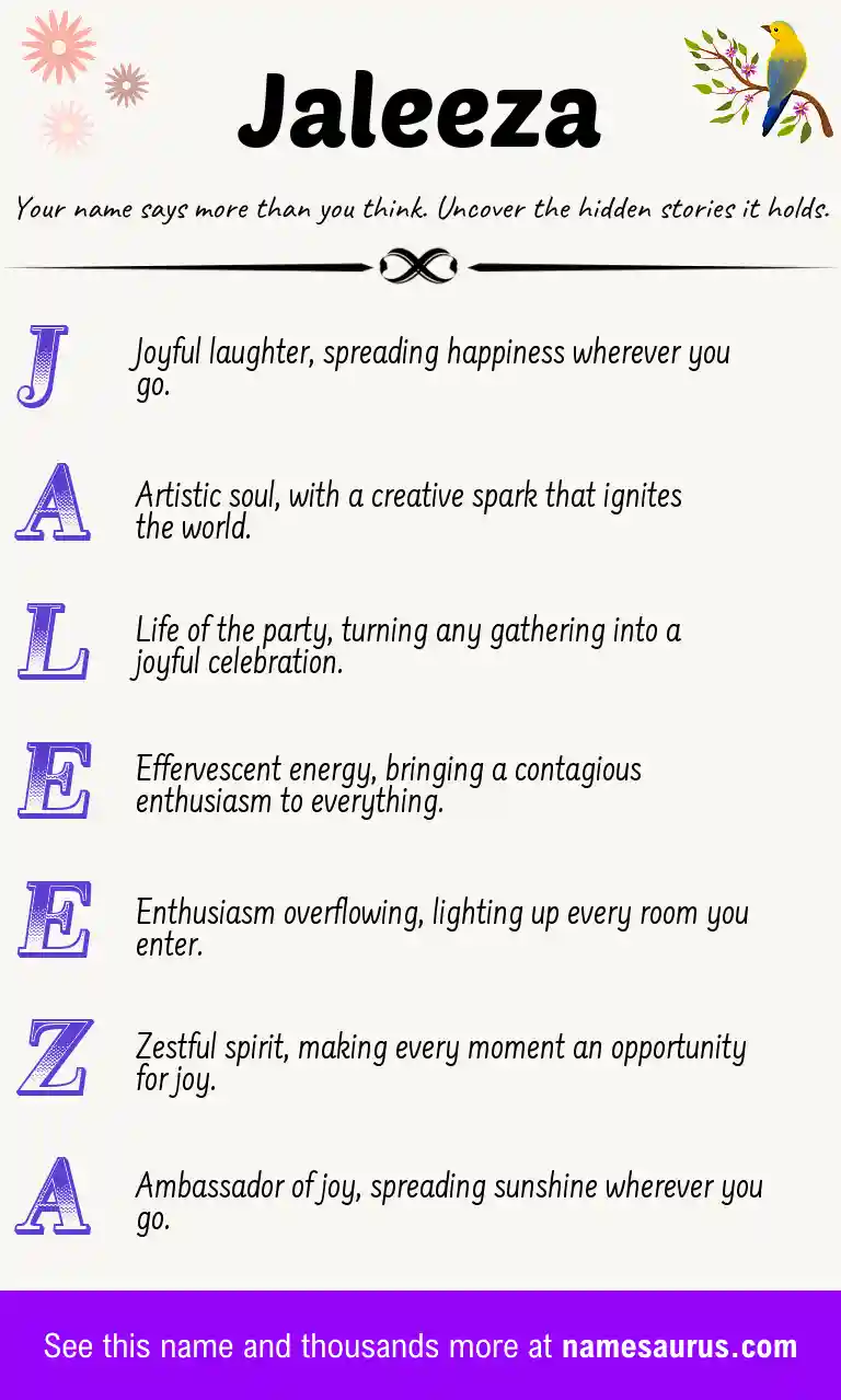 Acrostic poem about Jaleeza.