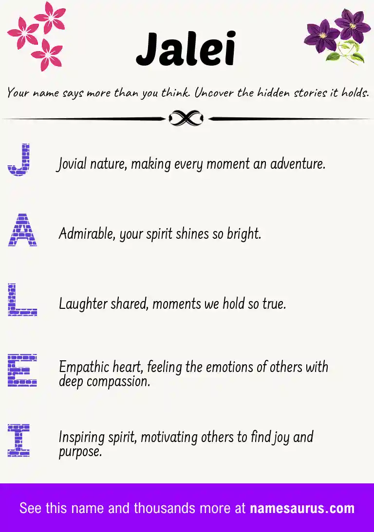 Acrostic poem about Jalei.