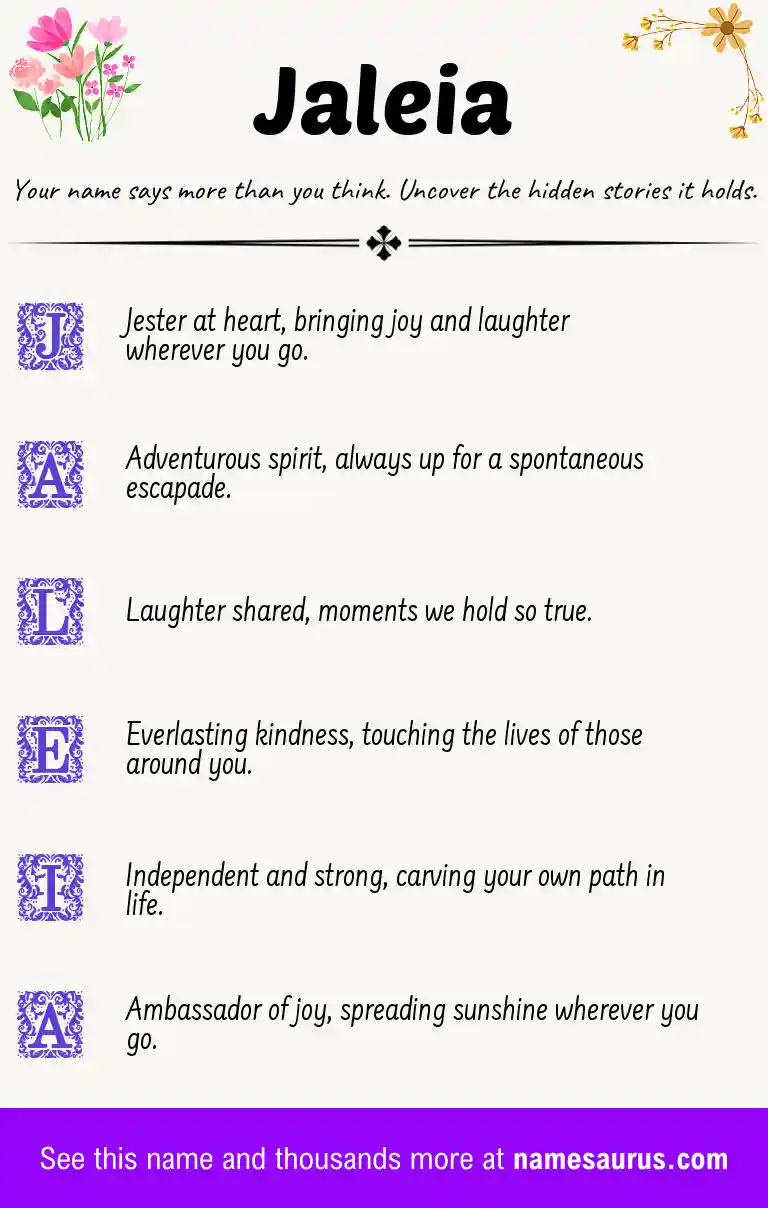 Acrostic poem about Jaleia.