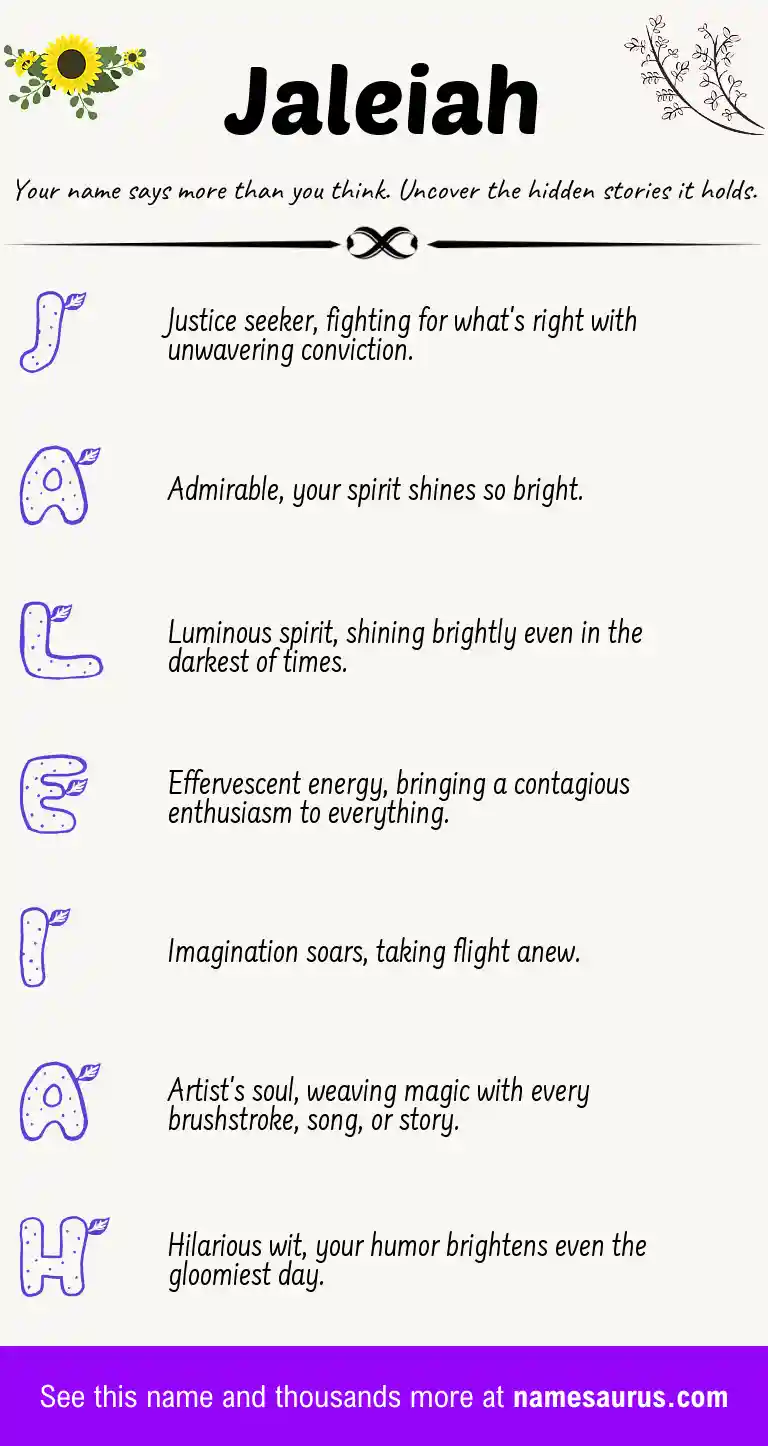 Acrostic poem about Jaleiah.
