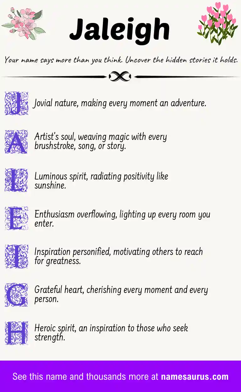 Acrostic poem about Jaleigh.