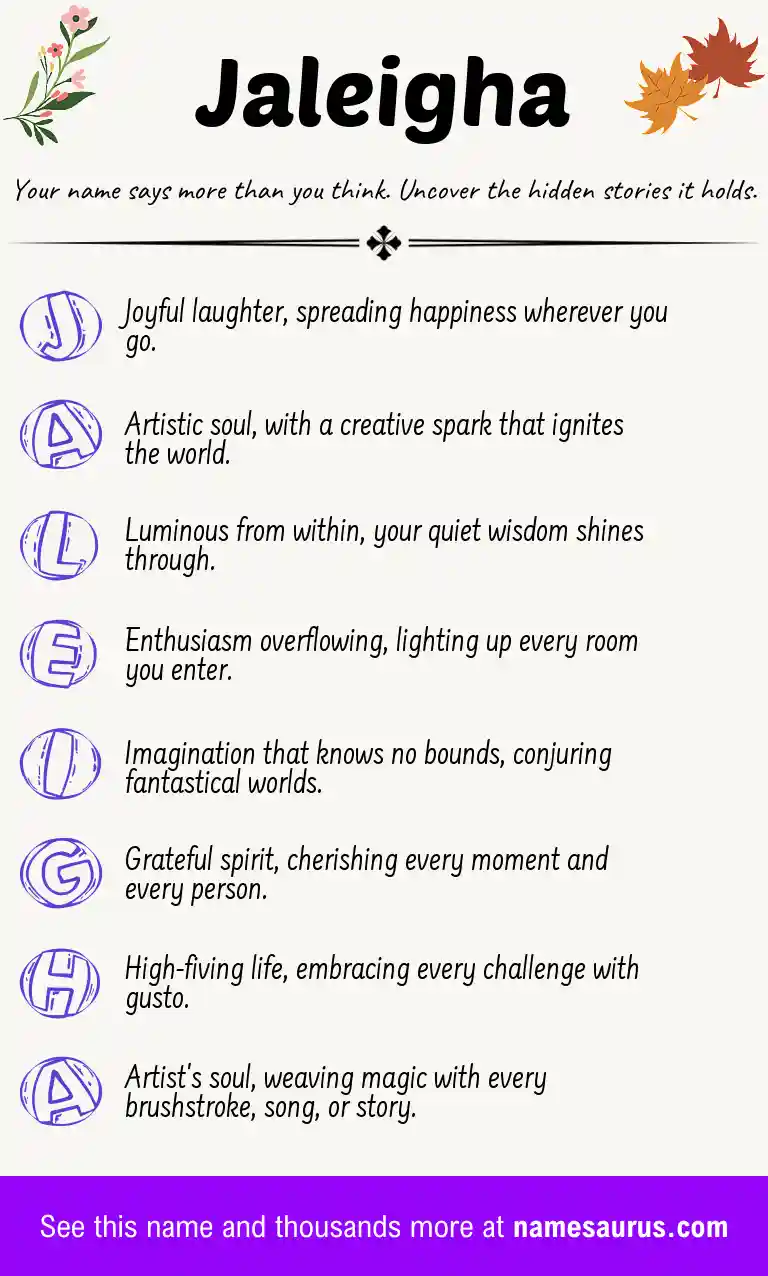 Acrostic poem about Jaleigha.