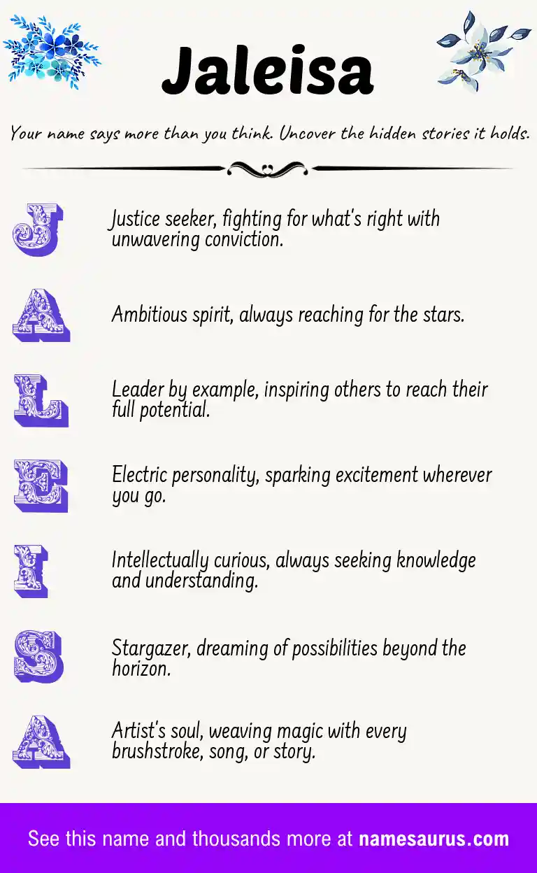 Acrostic poem about Jaleisa.