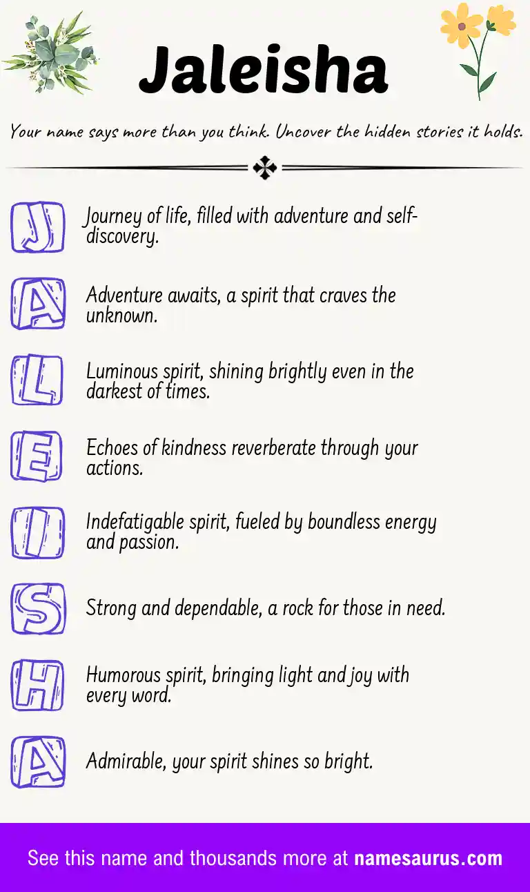 Acrostic poem about Jaleisha.