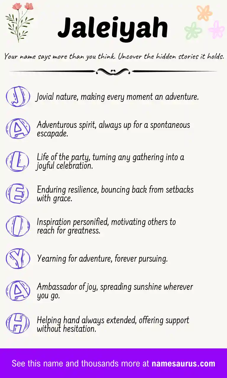 Acrostic poem about Jaleiyah.