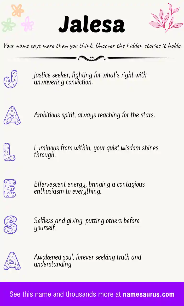 Acrostic poem about Jalesa.