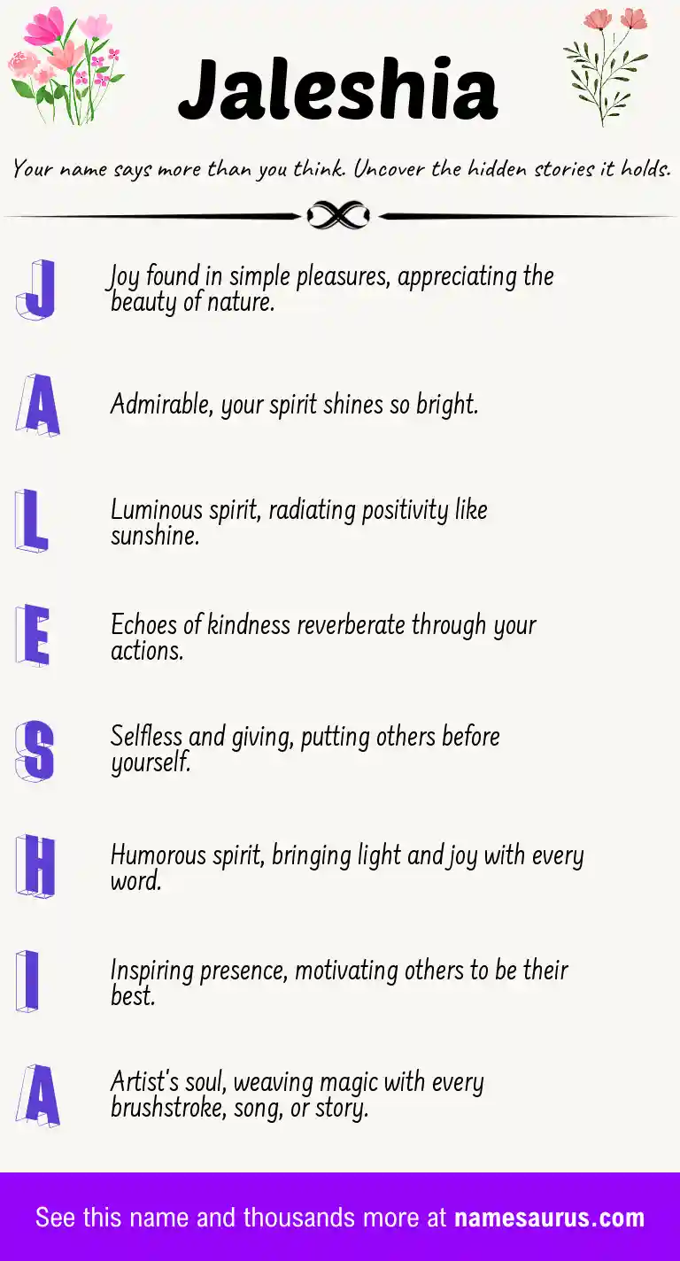 Acrostic poem about Jaleshia.