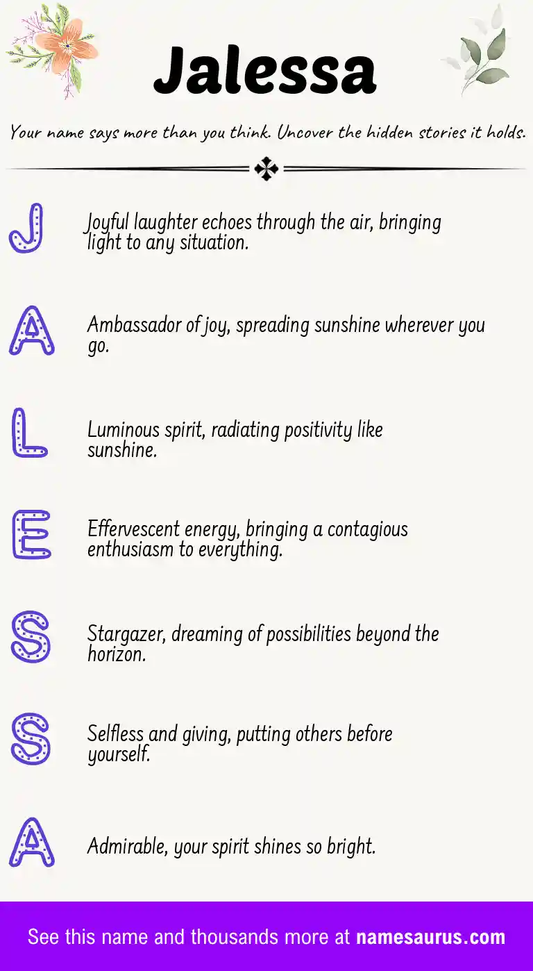 Acrostic poem about Jalessa.