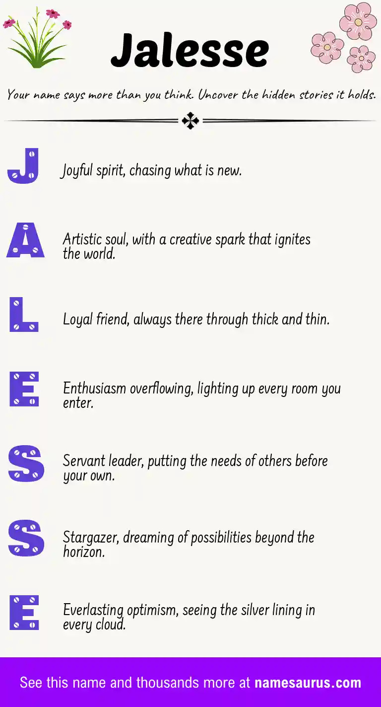 Acrostic poem about Jalesse.