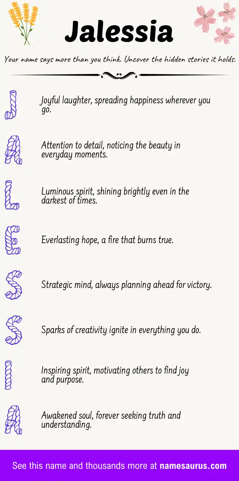 Acrostic poem about Jalessia.