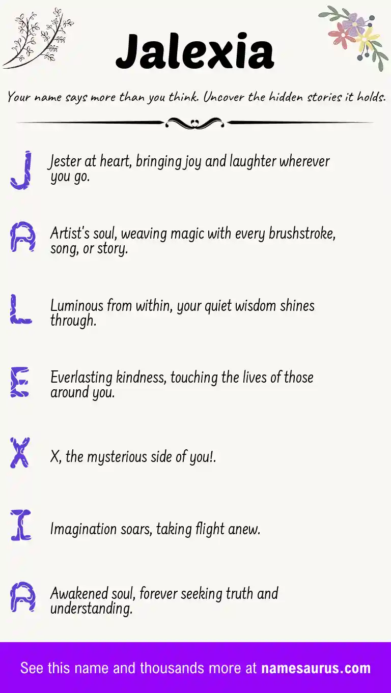 Acrostic poem about Jalexia.