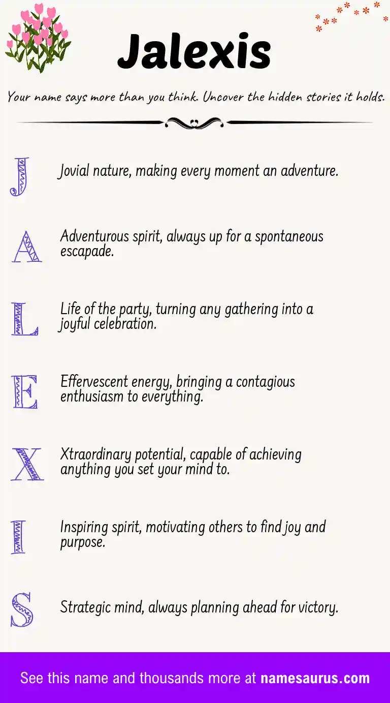 Acrostic poem about Jalexis.
