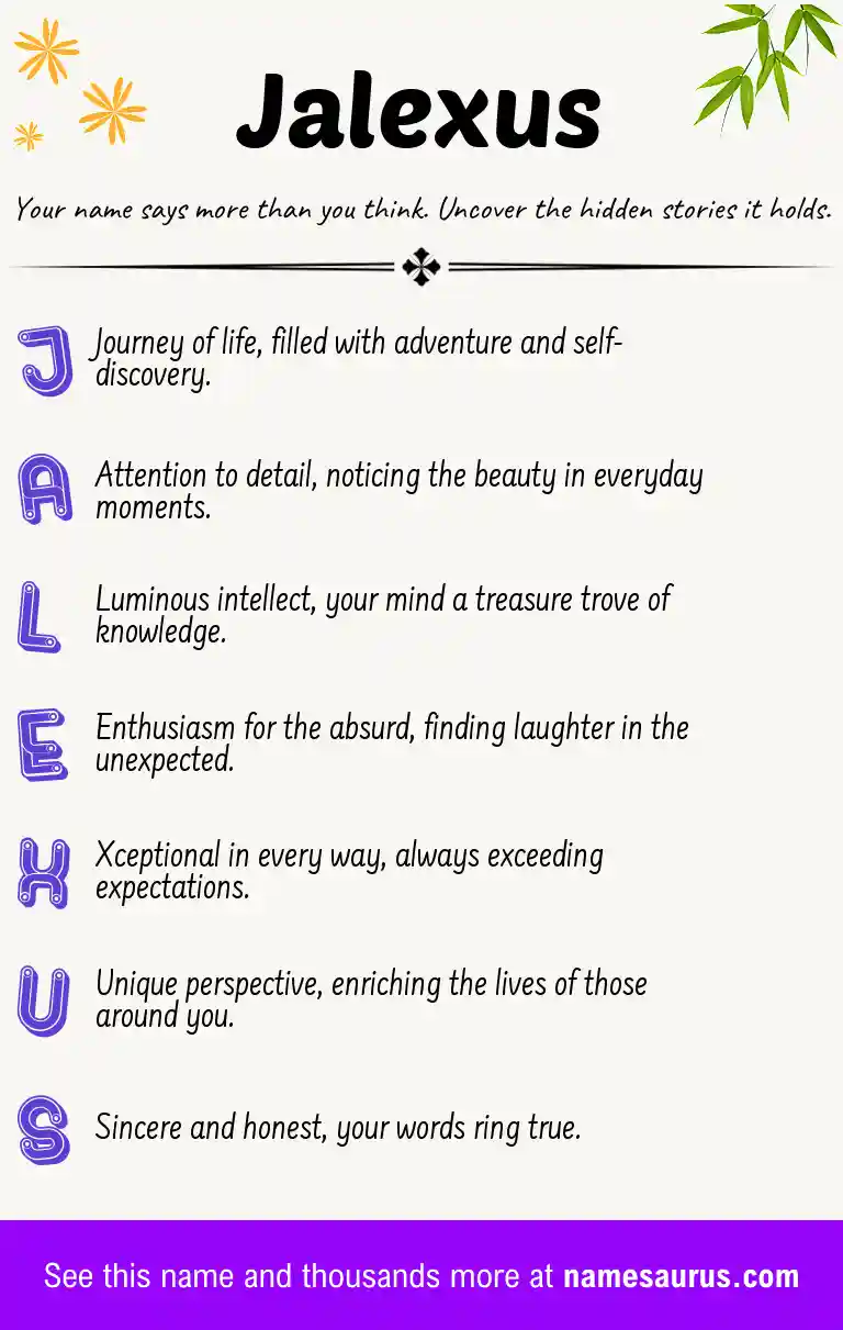 Acrostic poem about Jalexus.