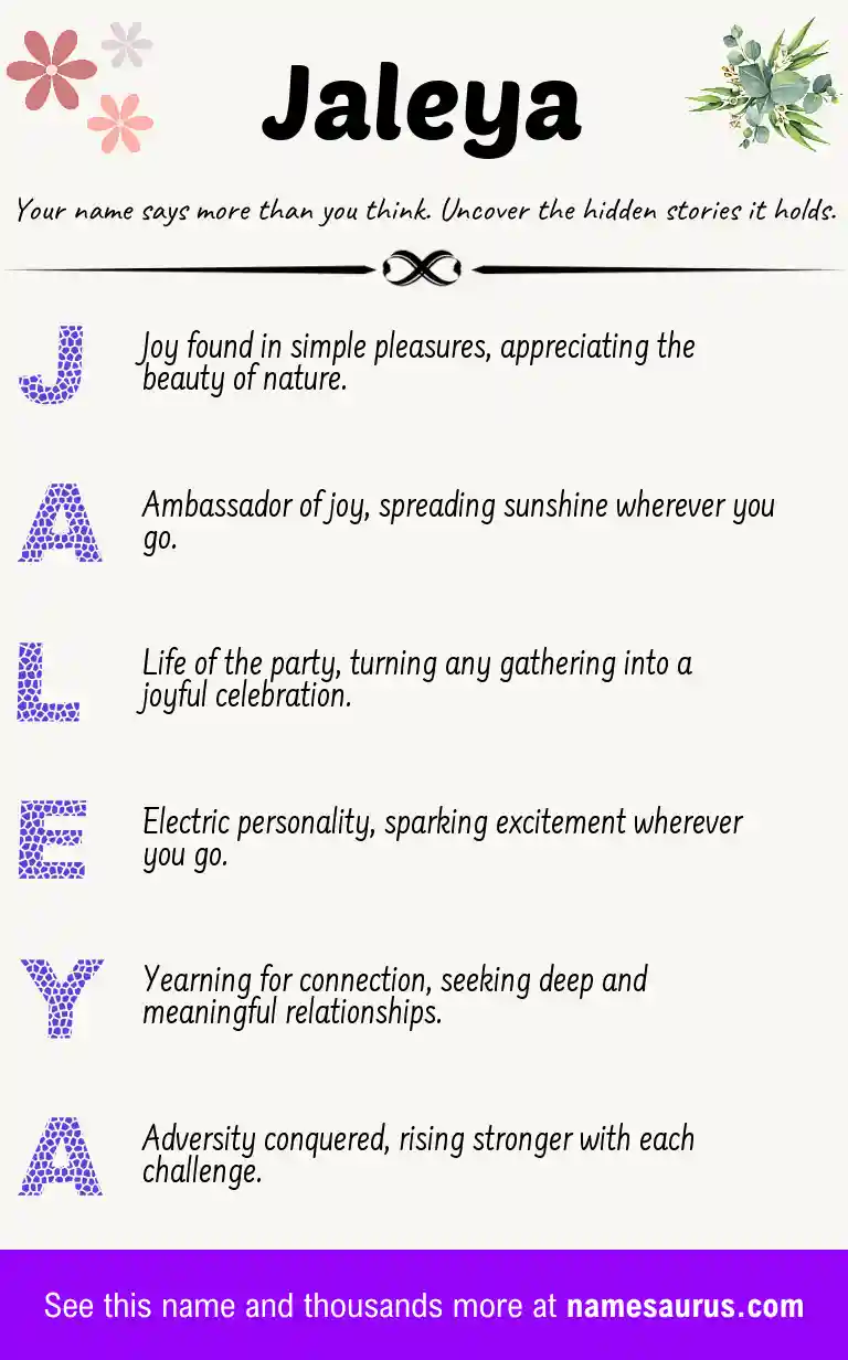 Acrostic poem about Jaleya.