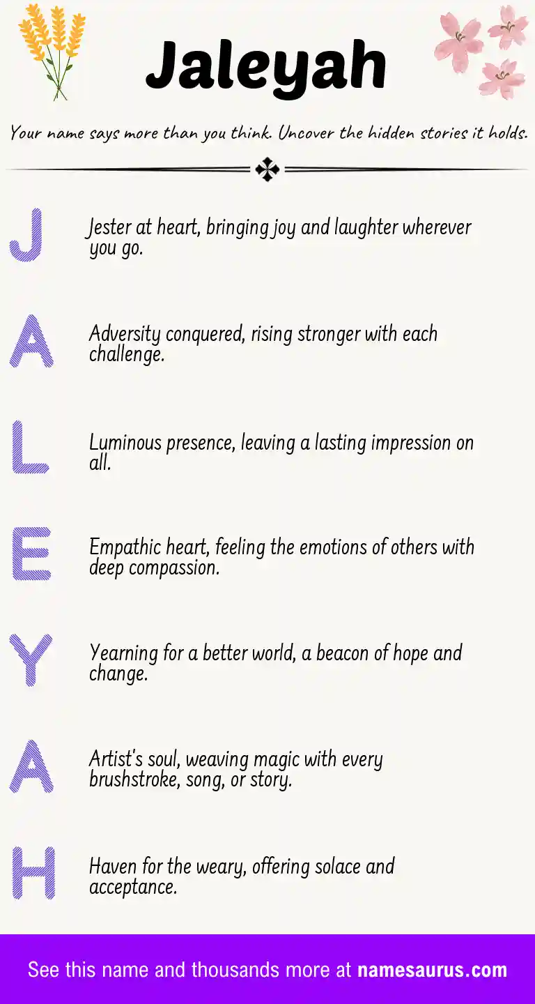 Acrostic poem about Jaleyah.