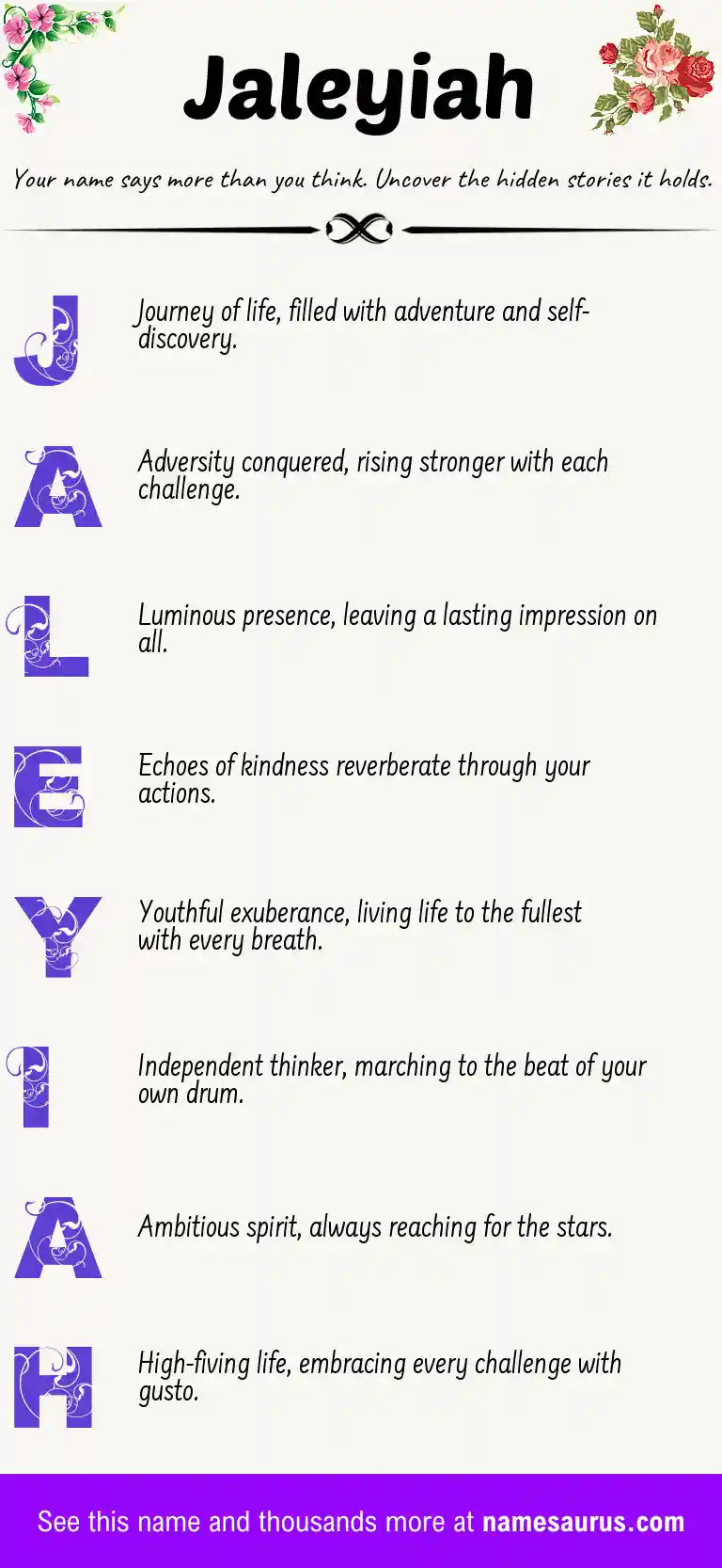 Acrostic poem about Jaleyiah.