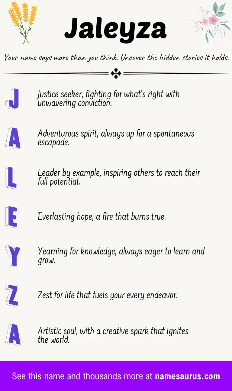 Acrostic poem about Jaleyza.