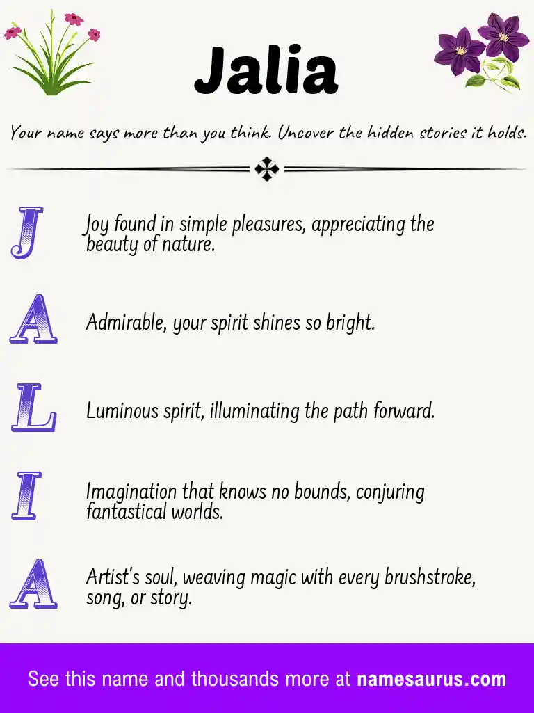 Acrostic poem about Jalia.