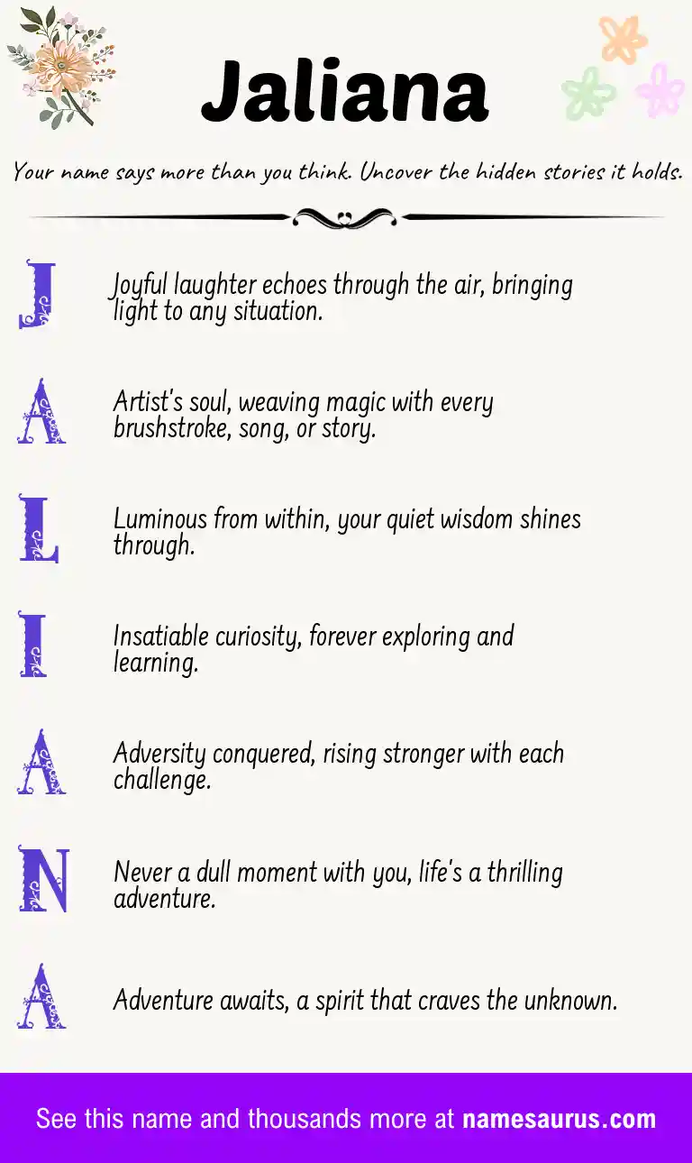 Acrostic poem about Jaliana.