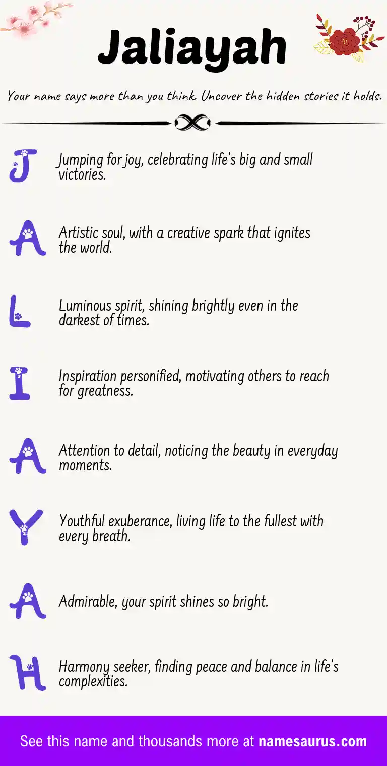 Acrostic poem about Jaliayah.