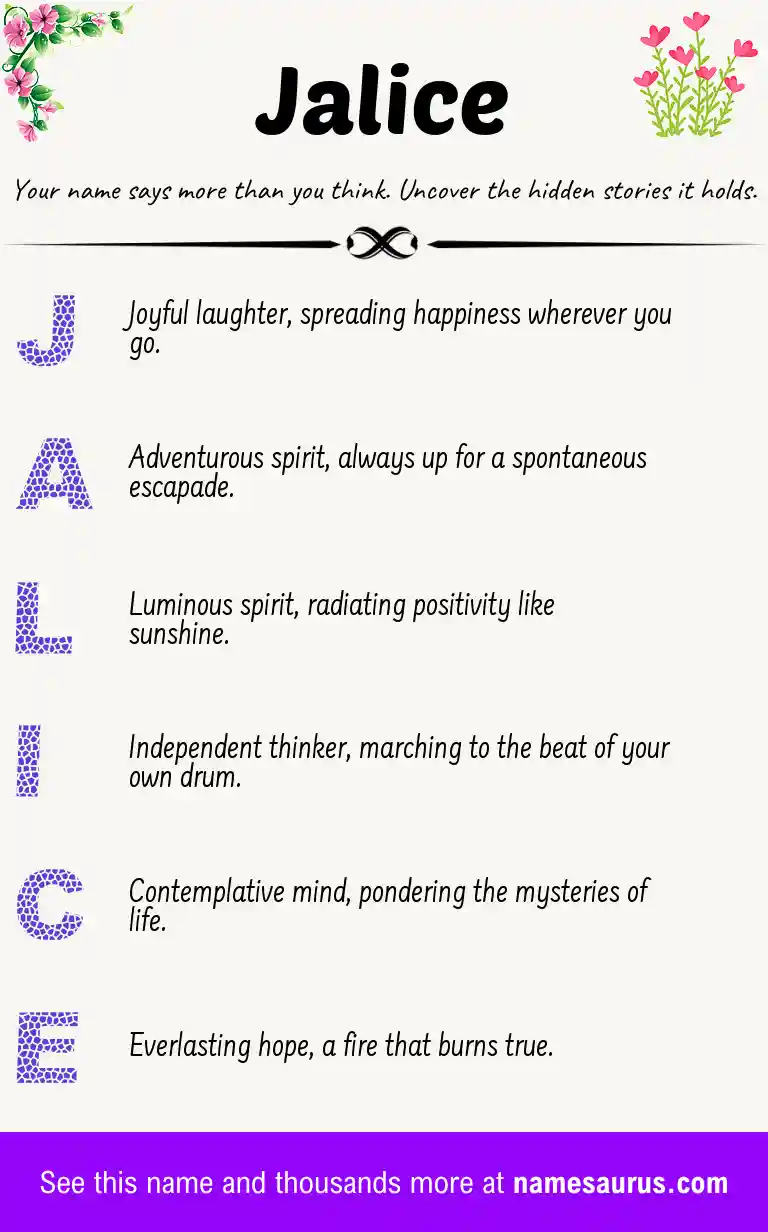 Acrostic poem about Jalice.
