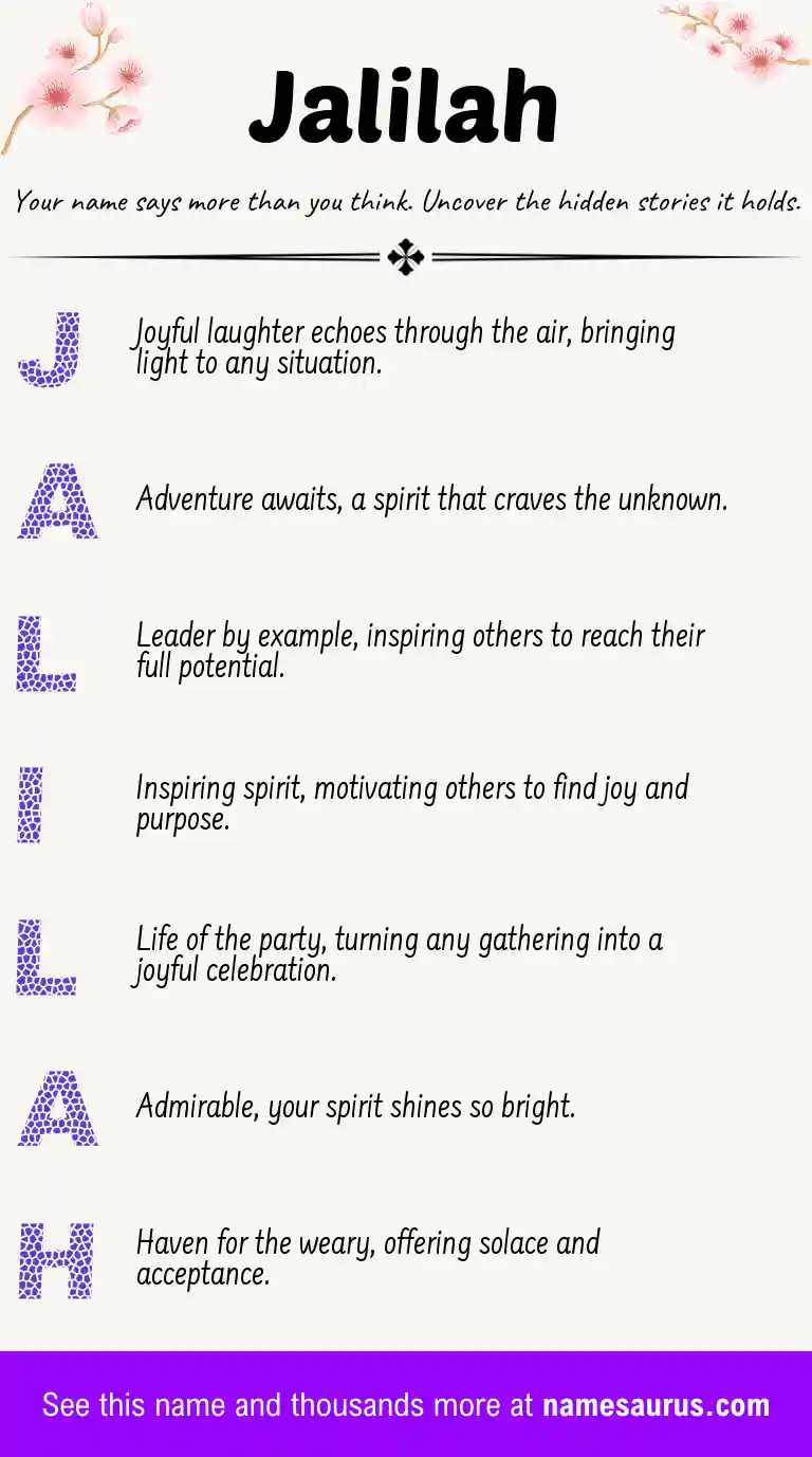 Acrostic poem about Jalilah.