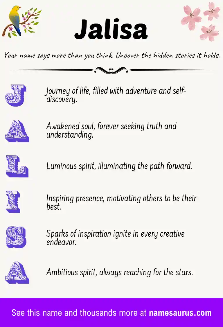 Acrostic poem about Jalisa.