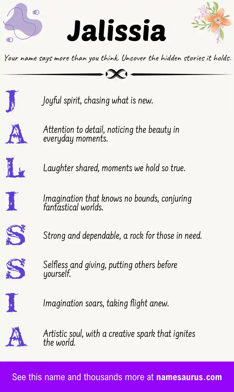 Acrostic poem about Jalissia.