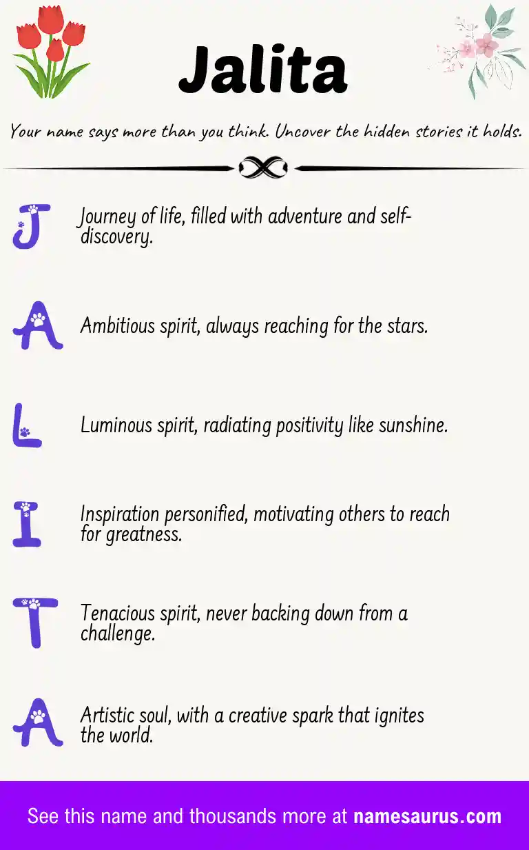 Acrostic poem about Jalita.