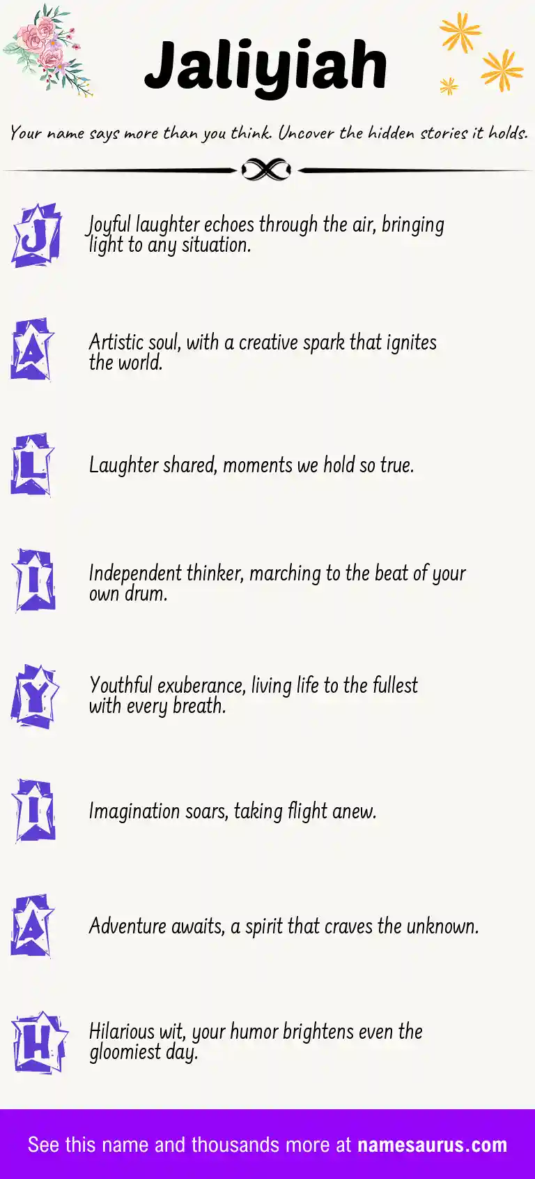Acrostic poem about Jaliyiah.