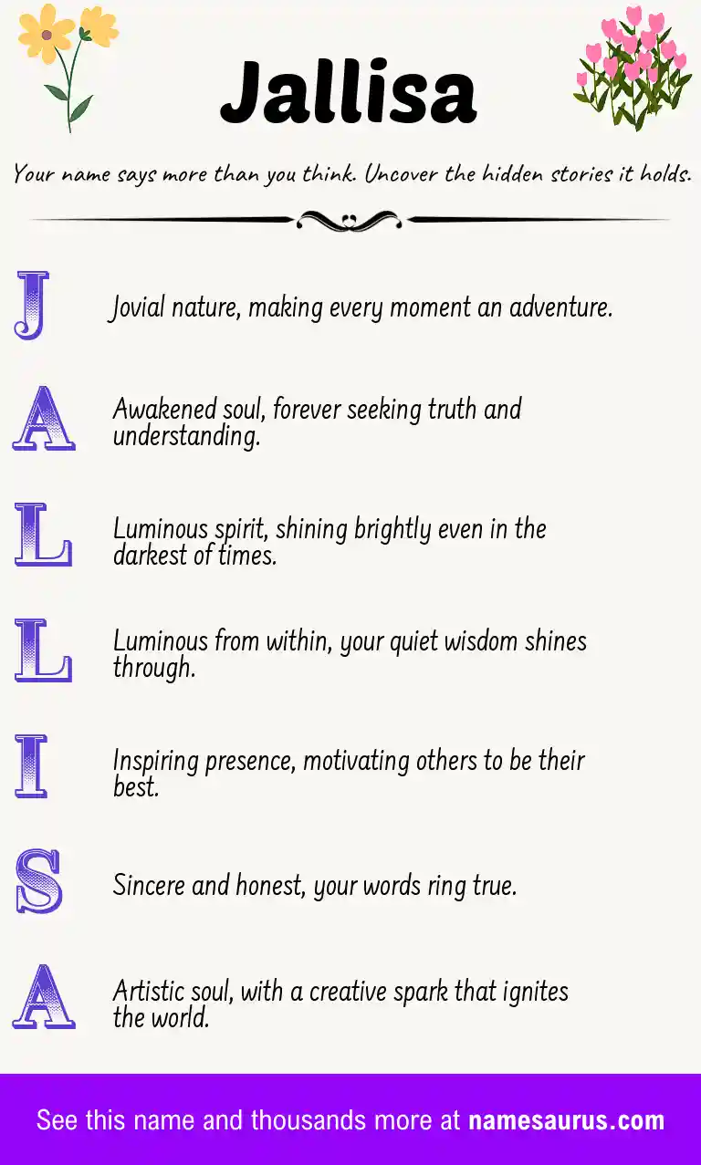 Acrostic poem about Jallisa.
