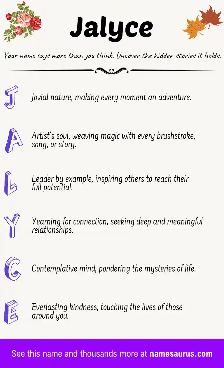 Acrostic poem about Jalyce.