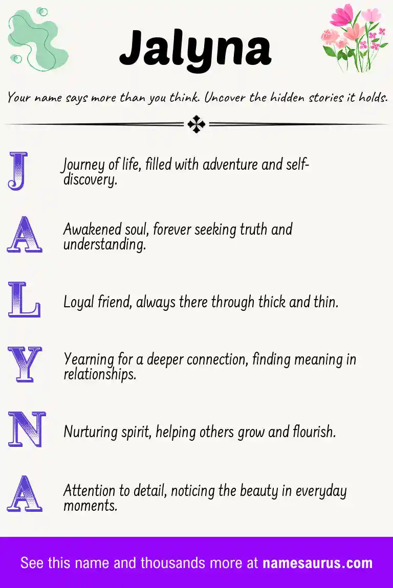 Acrostic poem about Jalyna.
