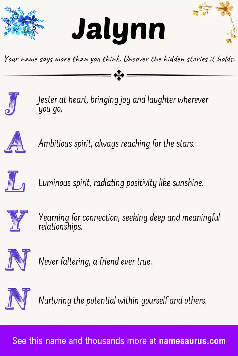 Acrostic poem about Jalynn.