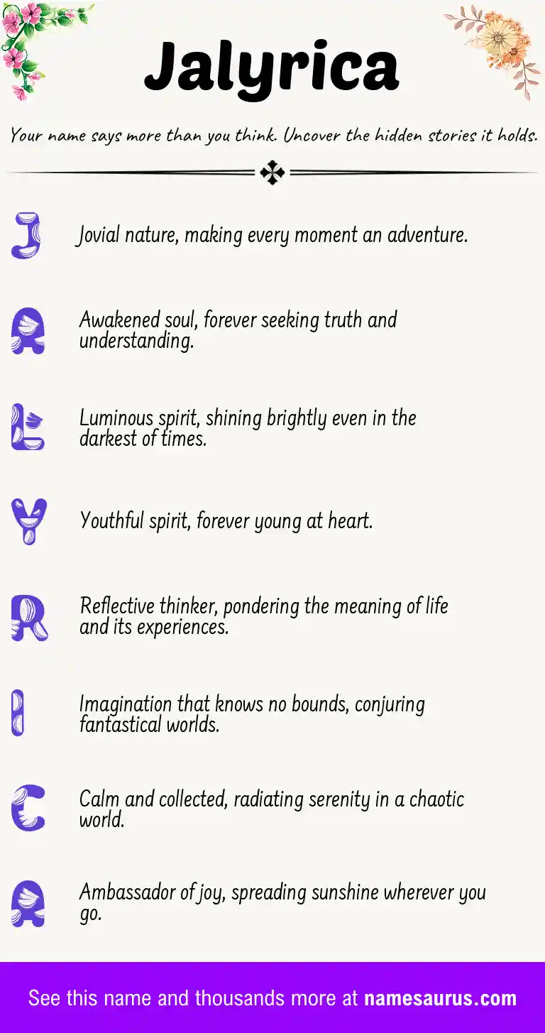 Acrostic poem about Jalyrica.