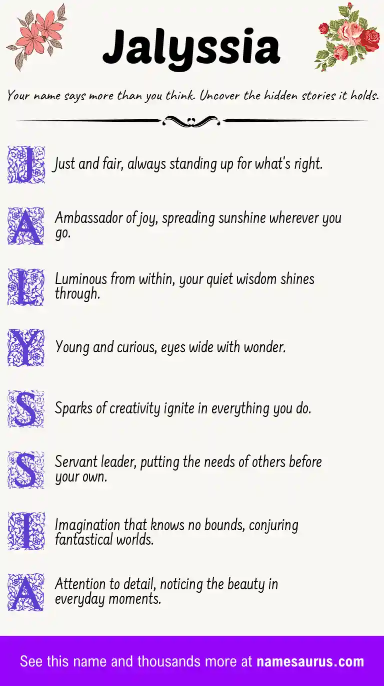 Acrostic poem about Jalyssia.