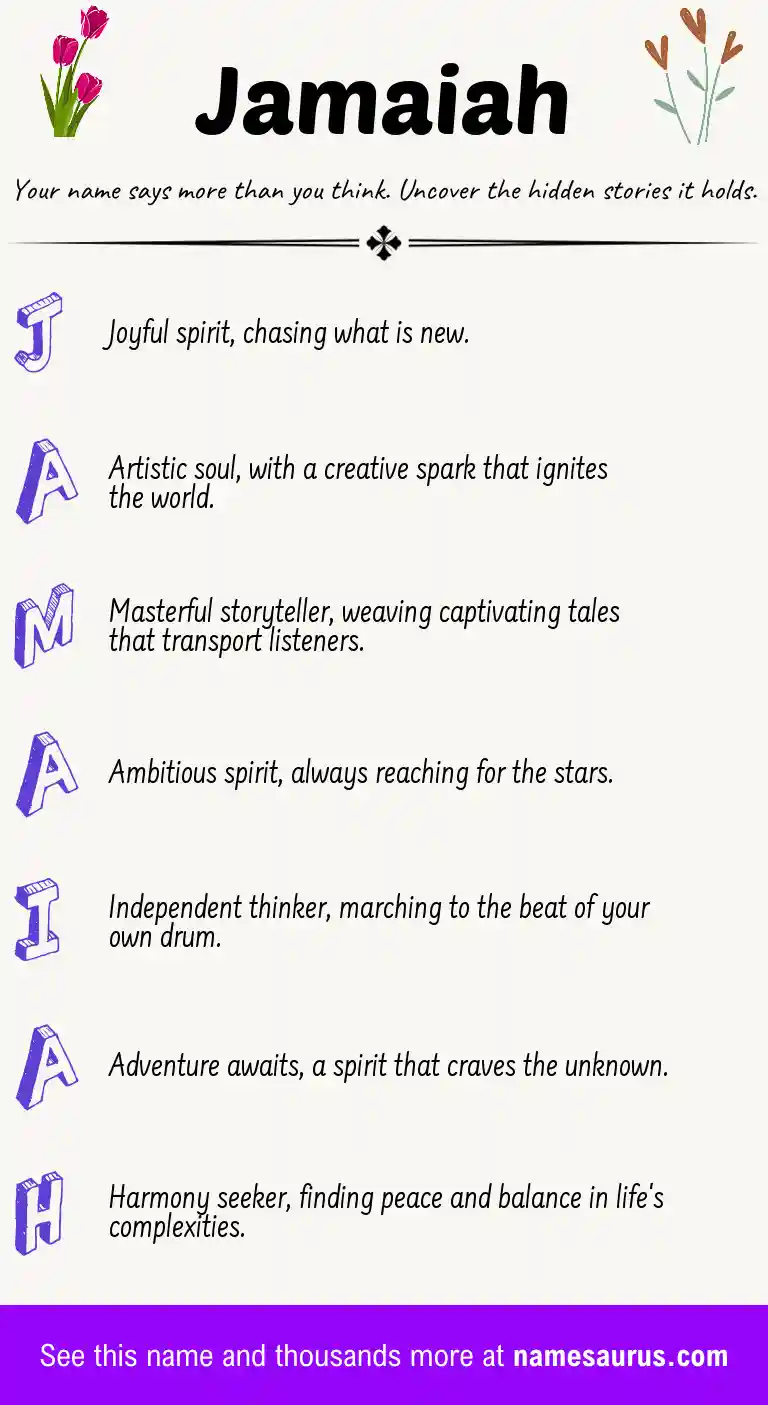 Acrostic poem about Jamaiah.