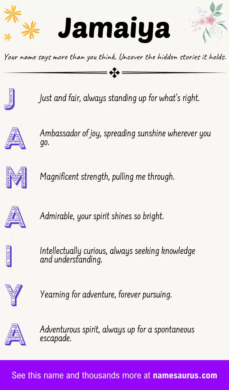 Acrostic poem about Jamaiya.