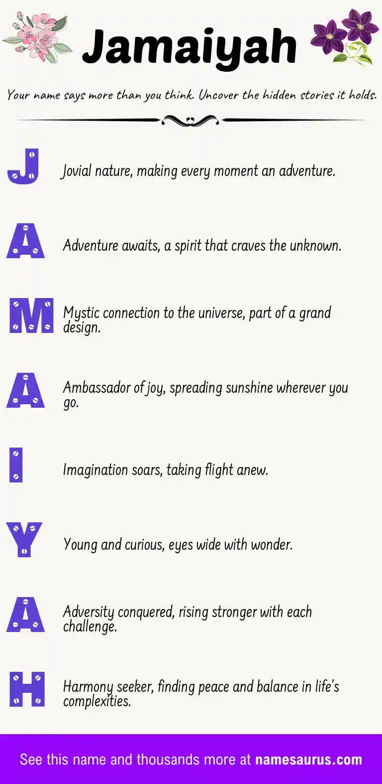 Acrostic poem about Jamaiyah.