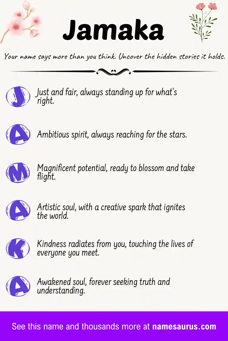 Acrostic poem about Jamaka.