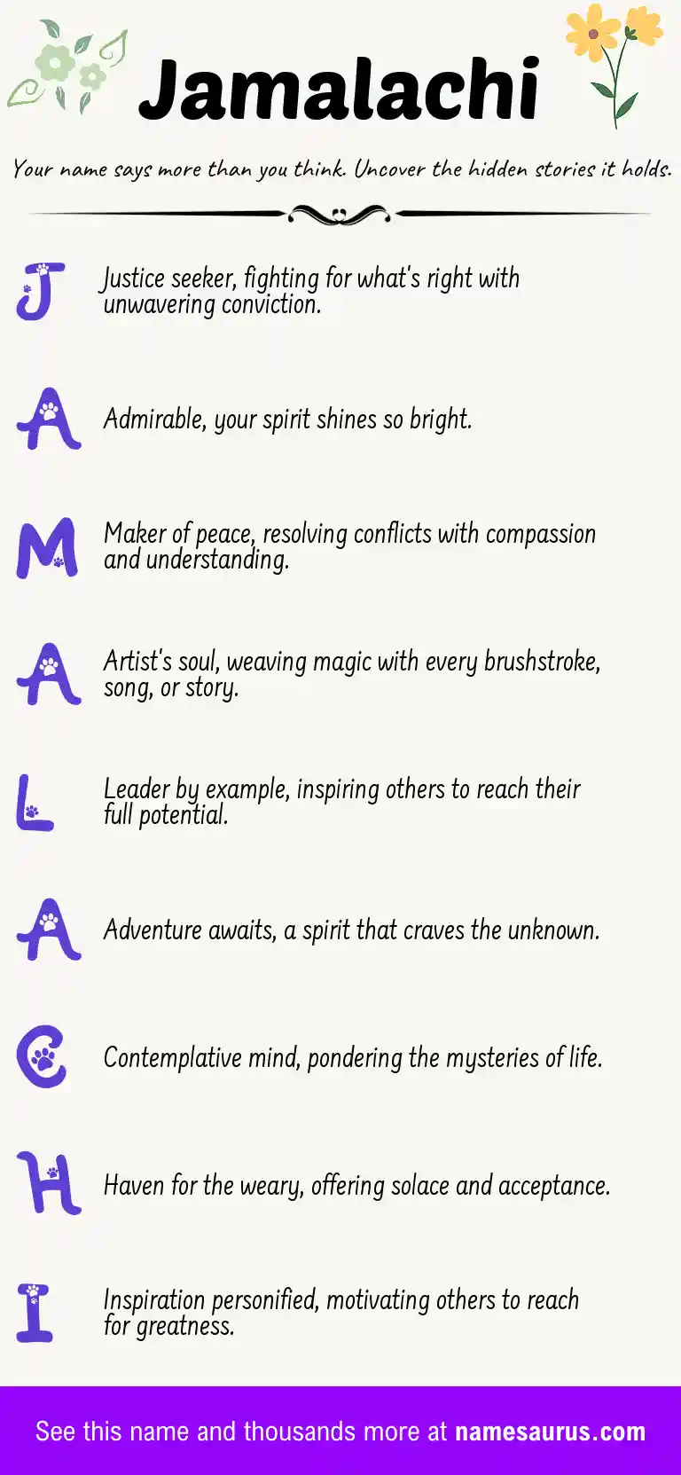 Acrostic poem about Jamalachi.