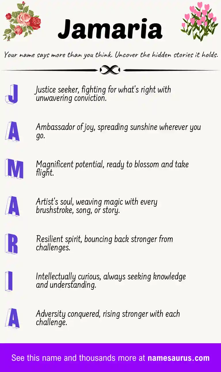 Acrostic poem about Jamaria.